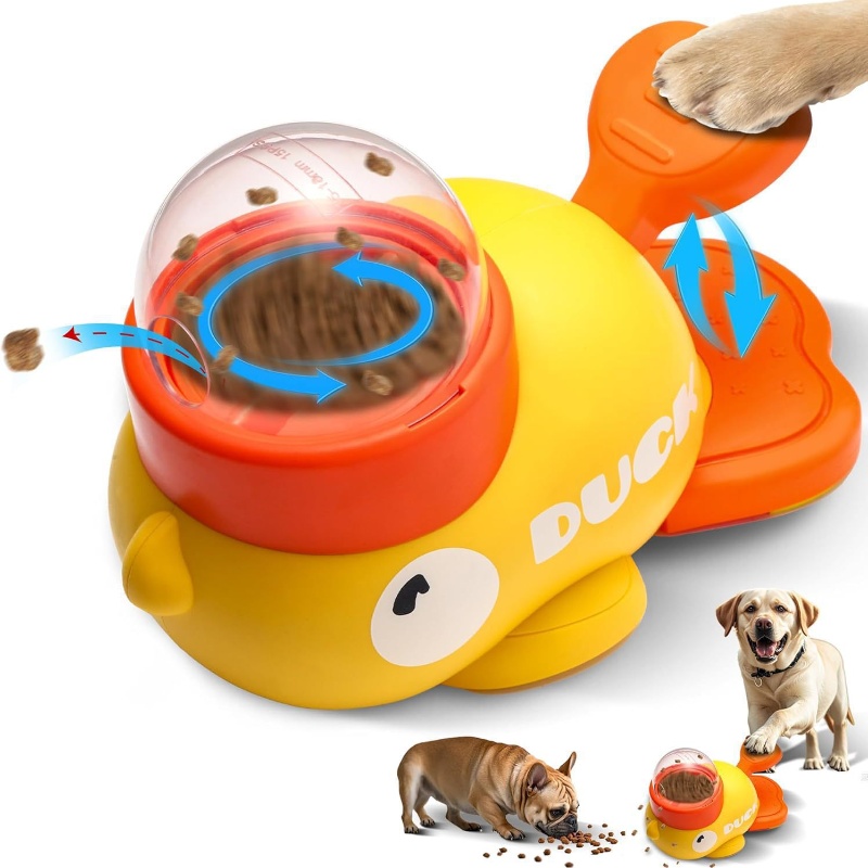 Dog Treat Puzzle Toy - Yellow Duck-Shaped Interactive Cat Treat Dispenser